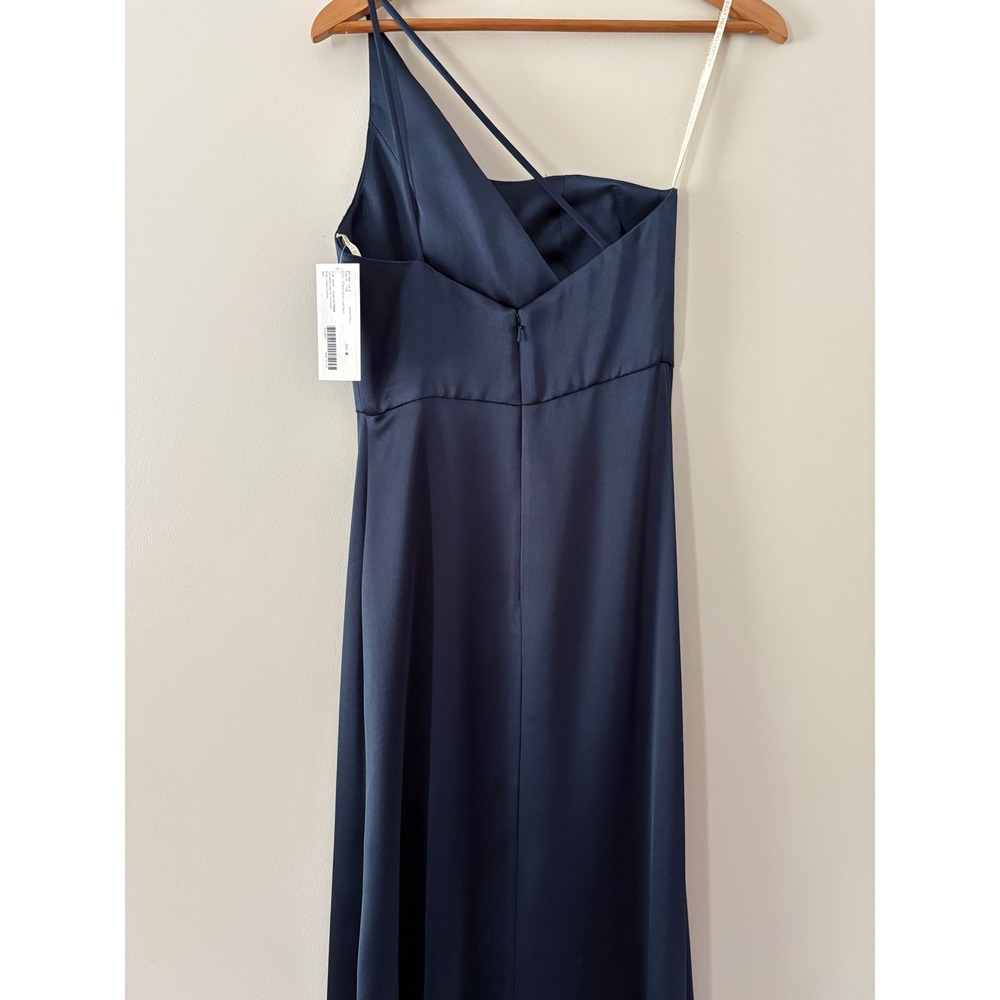 Jenny Yoo Jensen Dress 4 French Blue One Shoulder Satin Bridesmaid Gown NWT - Picture 6 of 16